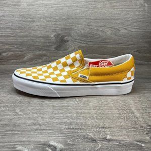 Vans Women's Yellow Checkered Slip-On Shoes M8 W9.5